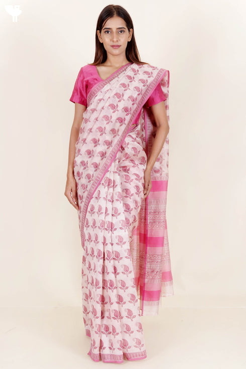 Maheshwari Saree In Block Print