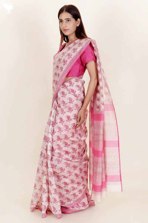 Maheshwari Saree In Block Print