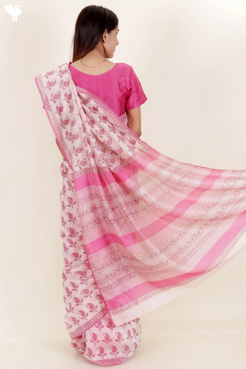 Maheshwari Saree In Block Print