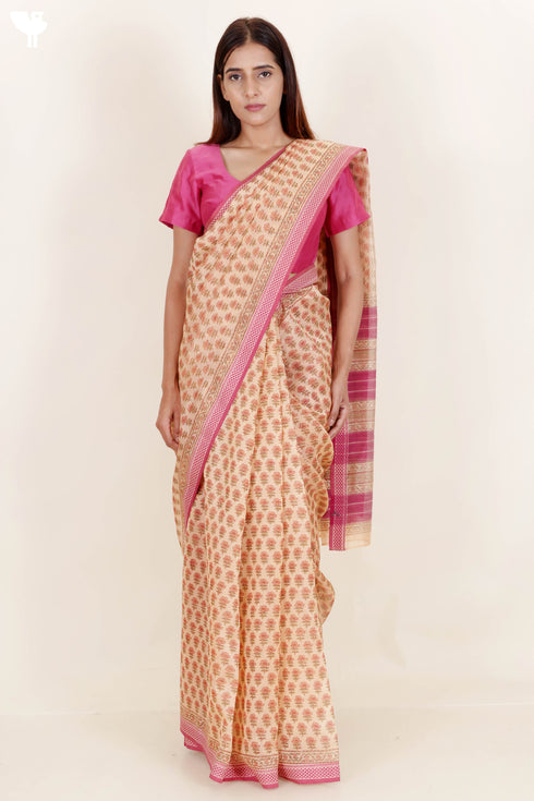 Maheshwari Saree In Block Print