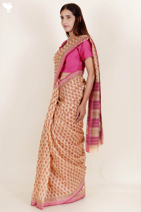Maheshwari Saree In Block Print