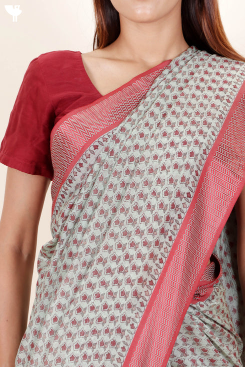 Maheshwari Saree In Block Print