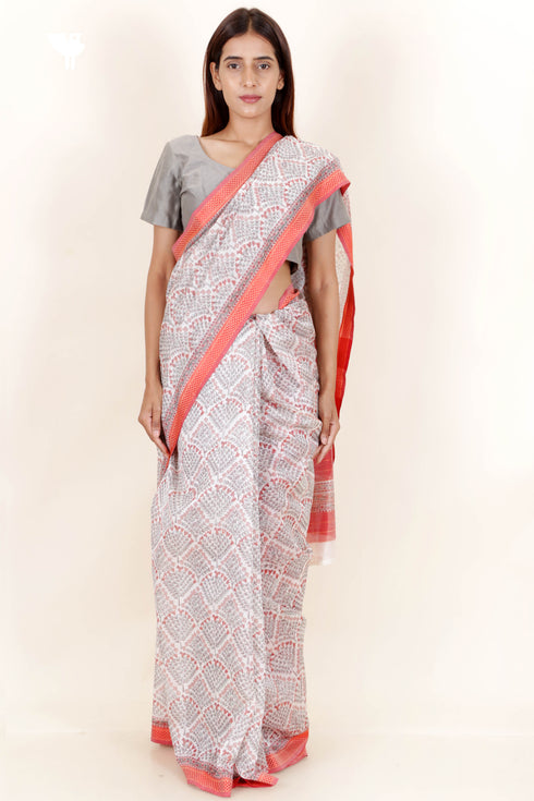 Maheshwari Saree In Block Print