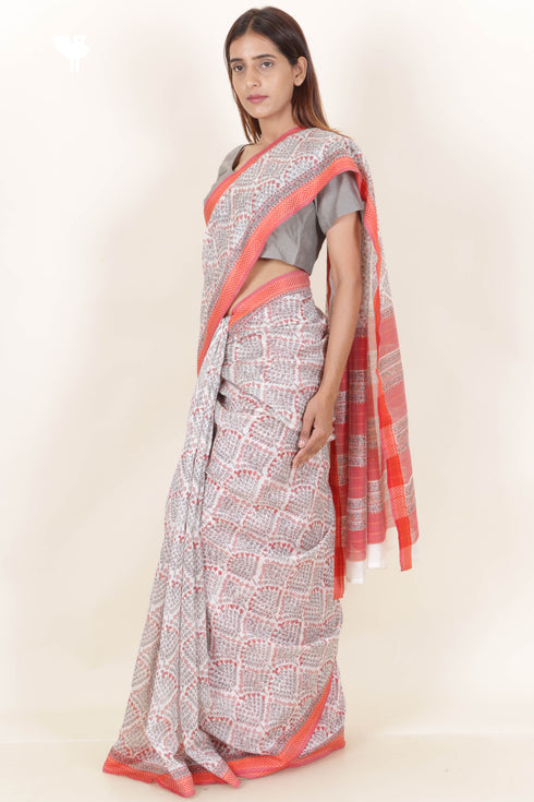 Maheshwari Saree In Block Print