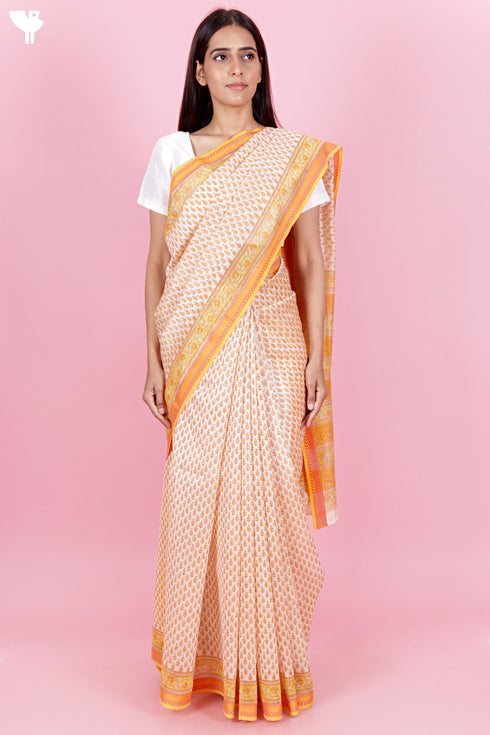 Maheshwari Saree In Block Print