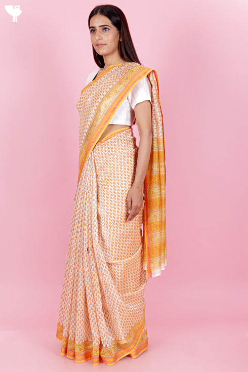 Maheshwari Saree In Block Print