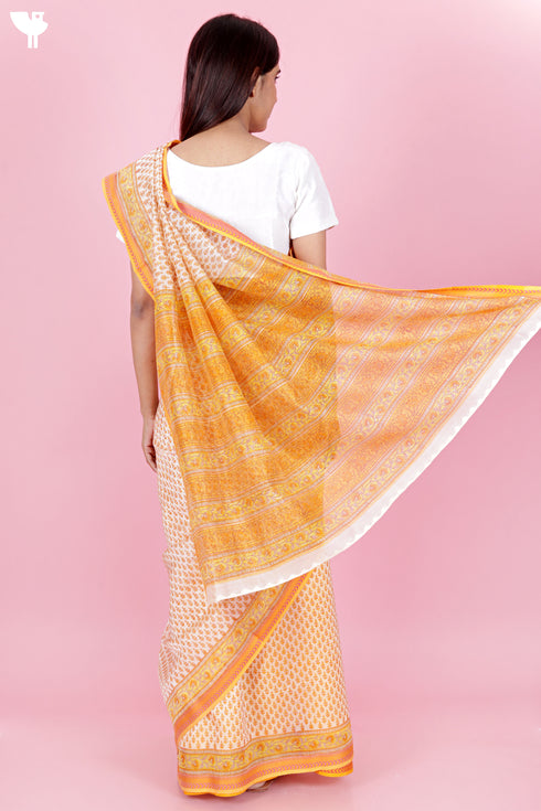 Maheshwari Saree In Block Print