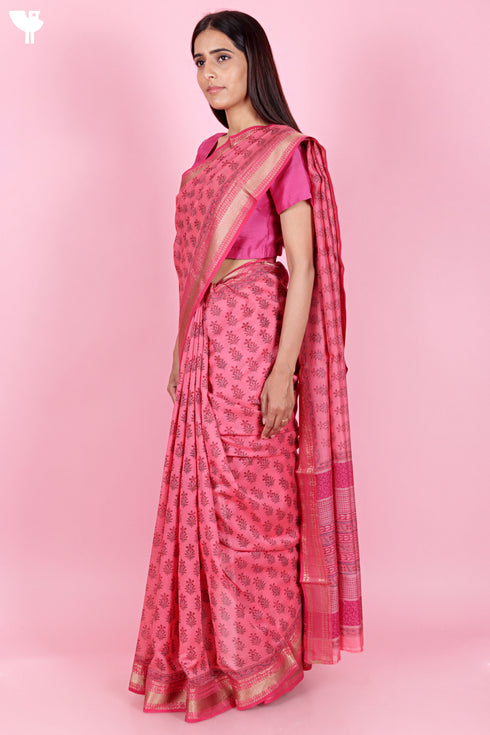 Maheshwari Saree In Block Print