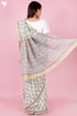 Chanderi Silk Saree In Floral Block Print