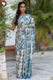 Tussar Silk Saree In Floral Block Print