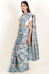 Tussar Silk Saree In Floral Block Print