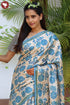 Tussar Silk Saree In Floral Block Print