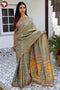 Tussar Silk Saree In Floral Block Print