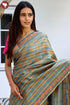 Tussar Silk Saree In Floral Block Print