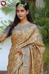 Tussar Silk Saree In Floral Block Print