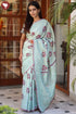 Kota Doria Saree In Block Print with Chikankari Embroidery