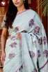 Kota Doria Saree In Block Print with Chikankari Embroidery