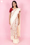Kota Doria Saree In Block Print with Chikankari Embroidery