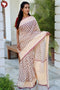 Kota Doria Saree In Block Print with Chikankari Embroidery