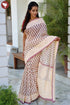Kota Doria Saree In Block Print with Chikankari Embroidery
