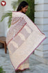 Kota Doria Saree In Block Print with Chikankari Embroidery