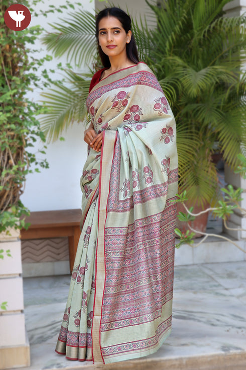 Maheshwari Saree In Block Print
