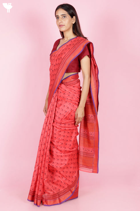 Maheshwari Saree In Block Print