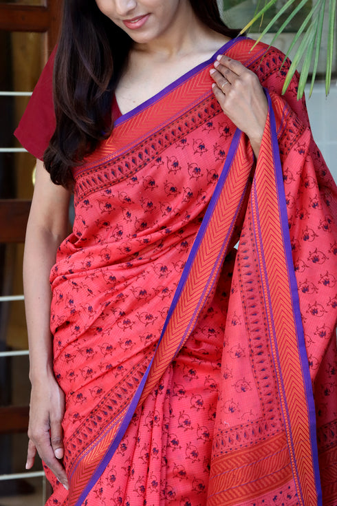 Maheshwari Saree In Block Print