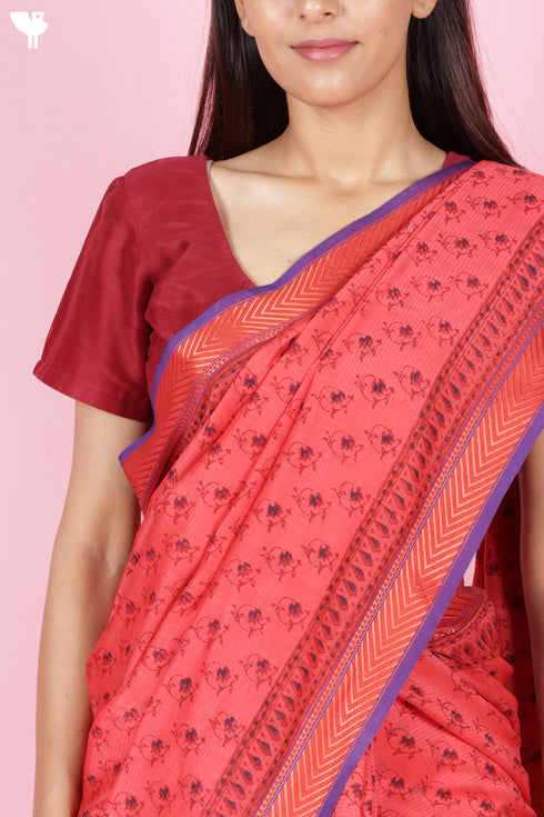 Maheshwari Saree In Block Print