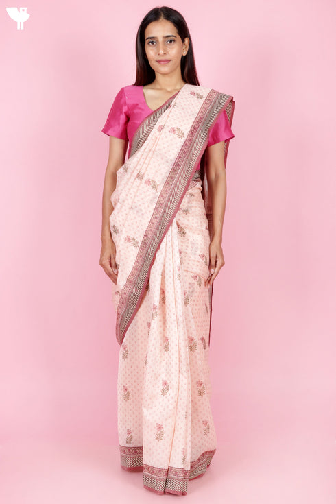 Maheshwari Saree In Block Print