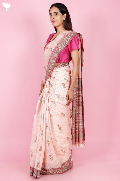 Maheshwari Saree In Block Print