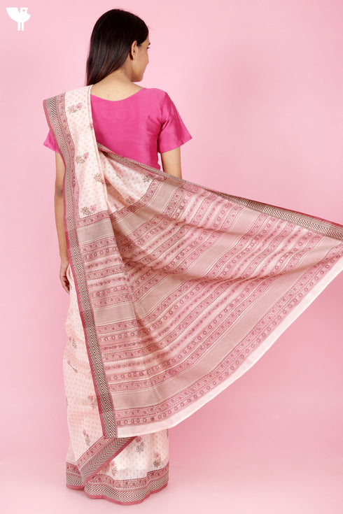 Maheshwari Saree In Block Print