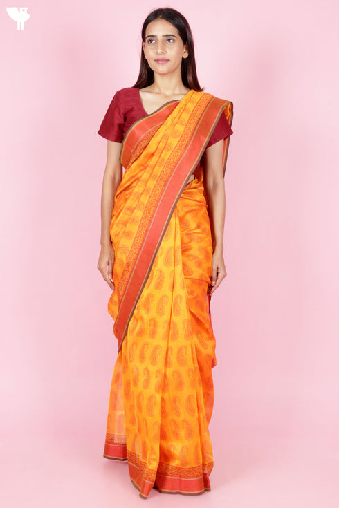 Maheshwari Saree In Block Print