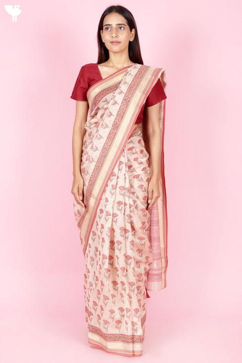 Maheshwari Saree In Block Print