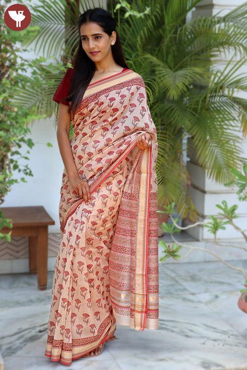Maheshwari Saree In Block Print