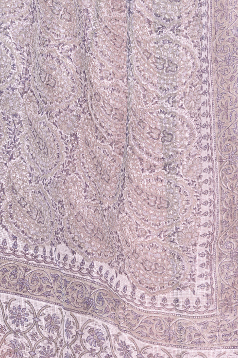 Kota Doria Dupatta In Floral Block Print