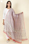 Kota Doria Dupatta With Floral Block Print