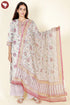 Kota Doria Ivory Dupatta In Floral Block Print
