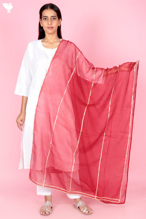 Kota Doria Dupatta With Gota Patti Embroidery