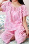 Cambric Cotton Engles Pajama Set In Graphic Block Print