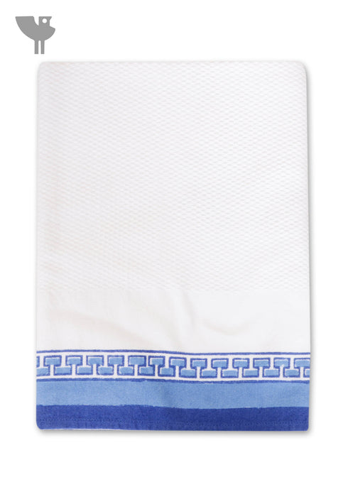 Handloom Cotton Bath Towel With Block Print Border