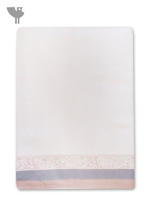 Handloom Cotton Bath Towel With Block Print Border