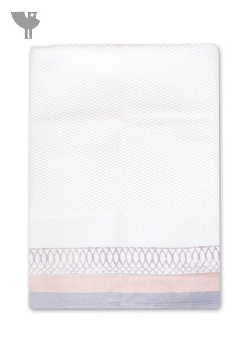 Handloom Cotton Bath Towel With Block Print Border