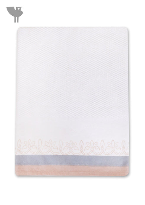 Handloom Cotton Bath Towel With Block Print Border