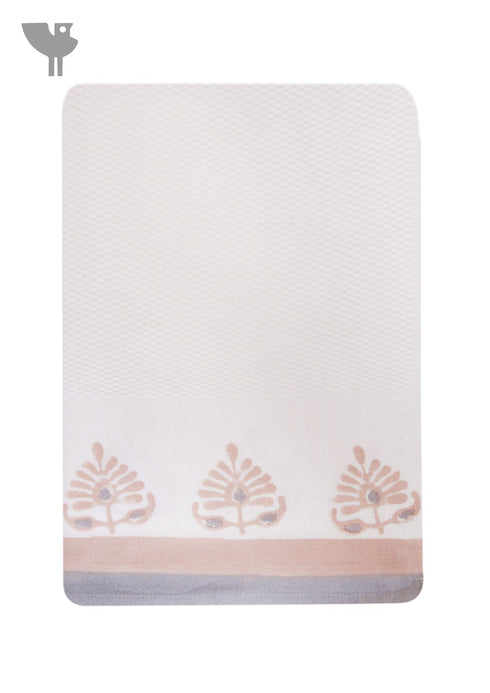 Handloom Cotton Bath Towel With Block Print Border