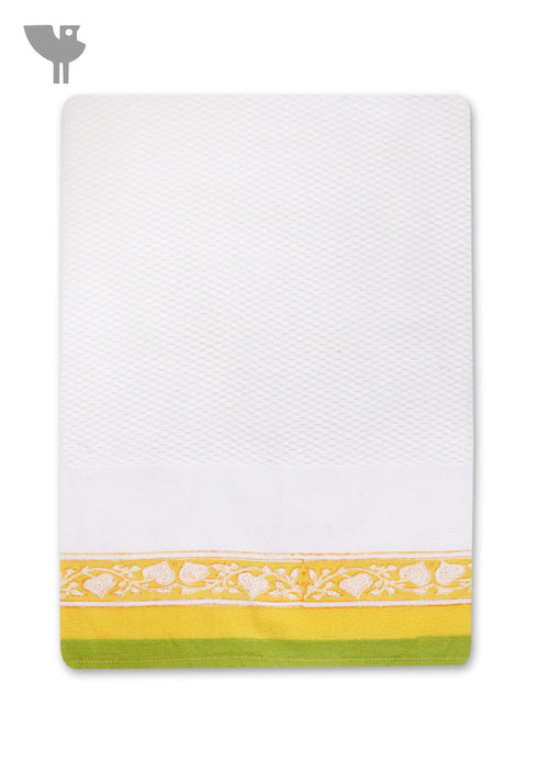 Handloom Cotton Bath Towel With Block Print Border