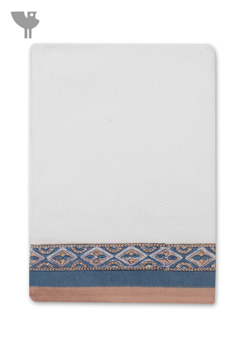 Handloom Cotton Bath Towel With Block Print Border