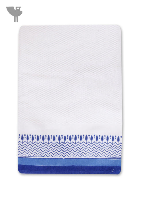 Handloom Cotton Bath Towel With Block Print Border
