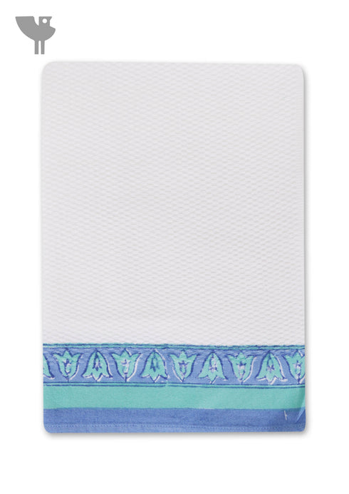 Handloom Cotton Bath Towel With Block Print Border