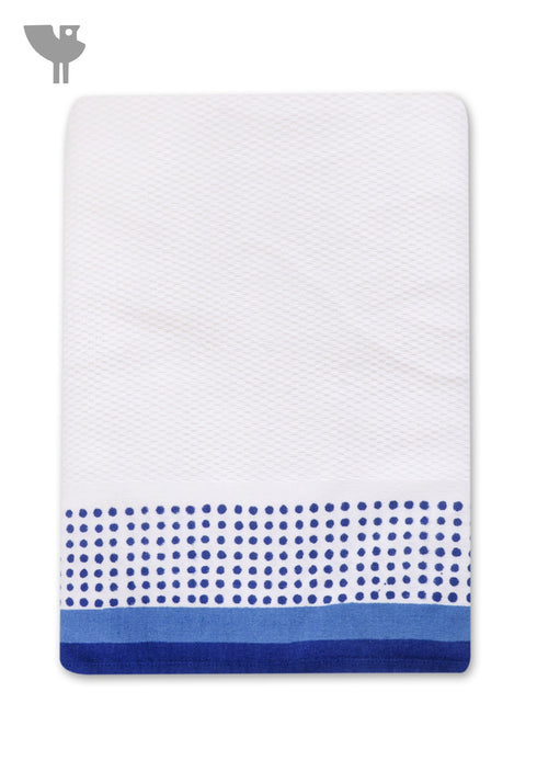 Handloom Cotton Bath Towel With Block Print Border